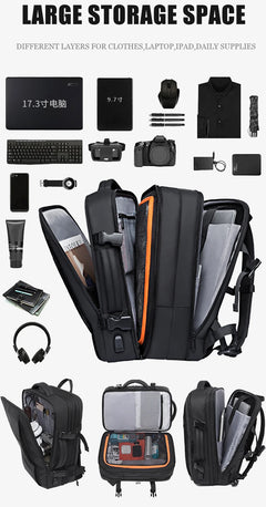 BANGE Expandable And Waterproof 17.3inch Anti-Theft Laptop Backpack